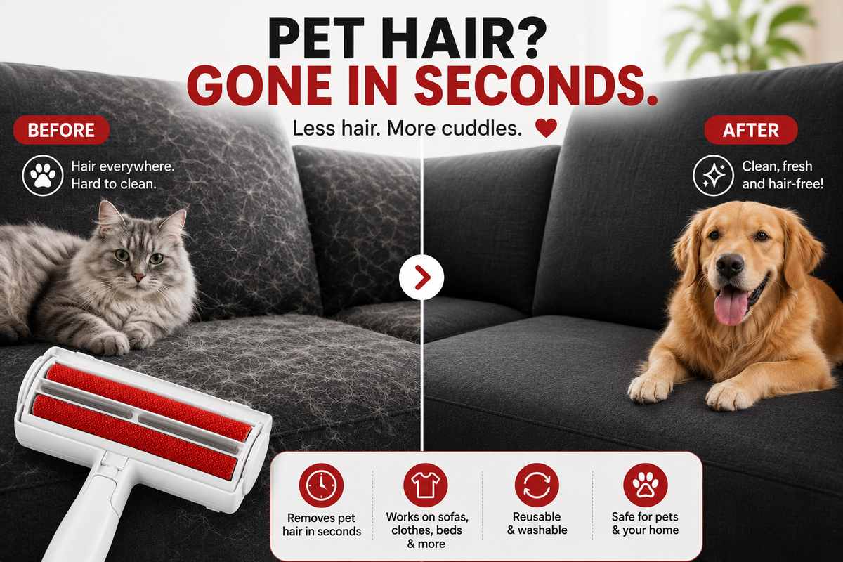 2-in-1 Pet Hair Remover Roller – Reusable & Washable